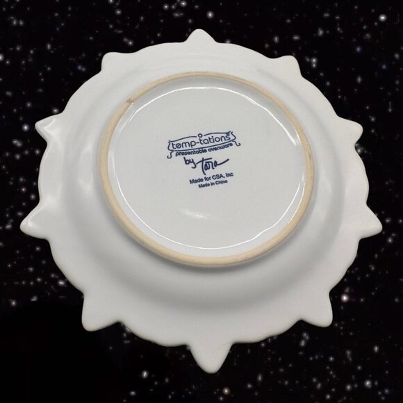 Temp-tations Poinsettia Plate By Tara White Ceramic Flower Pointy Dish set 7 pcs - Picture 7 of 8